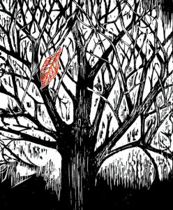 Γιάννης Στεφανάκις, Το άλλο φύλλο, ξυλογραφία, 2024, 50x40εκ.